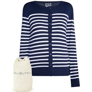 DreiMaster Gebreid vest + boodschappentas - set dames 39527983-DR04, marinewit., XS/XL