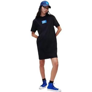 Karl Lagerfeld Jeans, Dames, Logo Tee Jurk, Regular Fit, Zwart, S