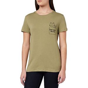 Mavi Dames CAT Printed Tee T-Shirt, Aloe, L