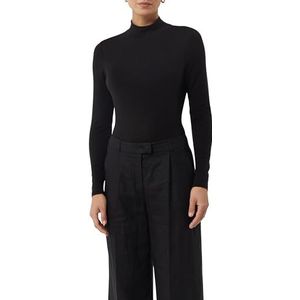 Comma - Shirt - Zwart - Lange Mouwen - Met Wolaandeel