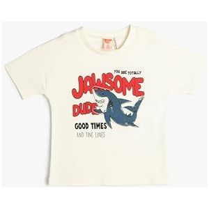 Koton Babyboys Shark Printed Short Sleeve Cotton T-Shirt, ecru(010), 9-12 Maanden