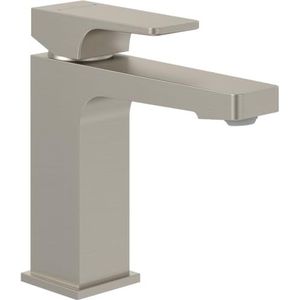 Villeroy & Boch Architectura vierkante wastafelarmatuur zonder afvoergarnituur, kraan badkamer met keramische cartridge, wastafelarmatuur waterbesparend, hoogte 113 mm, hoekig, geborsteld nikkel mat