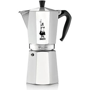 Bialetti - Moka Express: De Iconische Espressomaker Voor Op Warmtebronnen, Voor Echte Italiaanse Koffie, 18 Kops Moka Percolator (800 Ml), Aluminium, Zilverkleurig