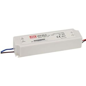 LED voeding 60W 12V 5A; MeanWell, LPV-60-12; Schakelende voeding