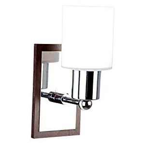 Homemania wandlamp Atlas kleur wengé hout, metaal, glas, woonkamer, keuken, slaapkamer, kantoor, E14, eenheidsmaat