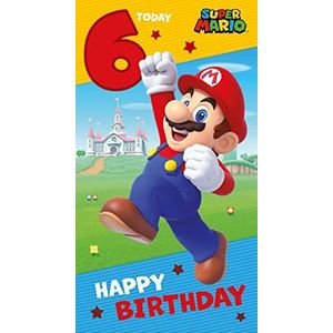 6e verjaardagskaart, verjaardagskaart voor 6e verjaardag, Super Mario-kaart voor 6e verjaardag, verjaardagskaart voor 6e verjaardag Super Mario