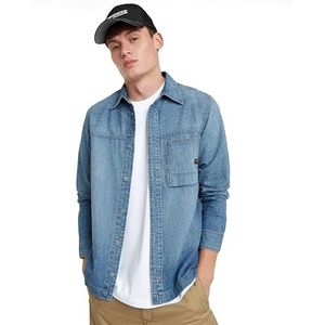 1-pocket regular denim shirt ls, blauw (Sun Faded Thames D24764-d539-g341), S