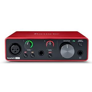 Focusrite Scarlett Solo 3rd Gen USB-audio-interface, voor gitarist, zanger, podcaster of producer, studiokwaliteitsgeluid, rood