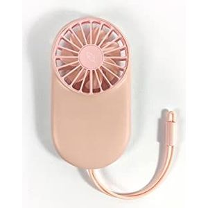 Draagbare mini-ventilator met oplaadbare batterij, draagbare stille ventilator, ventilator met 2 snelheden, zakventilator, kleur roze QUSHINI