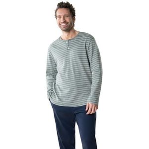 Eminence Lange pyjama met T-hals, Navy Top en Wit/Bordeaux Kousen, S