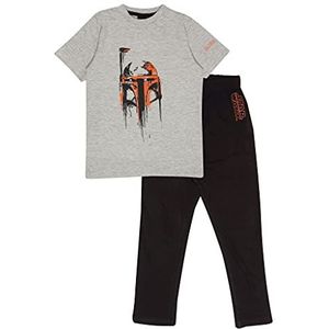 Star Wars Boba Fett Mandalorian Lange pyjama's set, Kinderen, 104-170, Schwarz/Weiß Heather Grey, Officiële Koopwaar