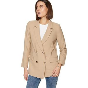 Trendyol Vrouwen Oversized double-breasted reverskraag geweven jas, nerts,36, Nerts, 62 NL