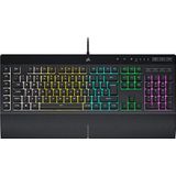 Corsair K55 RGB PRO Wired Membraan Gaming Keyboard (dynamische per-toets RGB-achtergrondverlichting, 6 macrotoetsen w/Elgato-software-integratie, IP42 stof- en morsbestendig, afneembare palmsteun) QWERTY, zwart