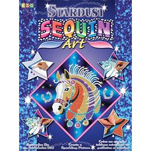 Mamut 8161314 Sequin Art Stardust paillettenafbeelding, paard, steekkenset met piepschuim frame, fotosjabloon, pailletten, glitterzand, acrylverf knutselset voor kinderen vanaf 6 jaar