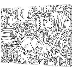 pintcolor 7171.0 Frame met Bedrukte Canvas Kleur, Fir Hout/Katoen, Zwart/Wit, 50 x 40 x 3,5 cm