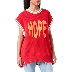 True Religion Dames Destroyed Oversized Love Pullover RED, Standaard