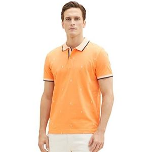 TOM TAILOR Poloshirt voor heren met patroon, 31967 - Oranje Tonaal Scattered Design, M