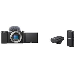 Sony Alpha ZV-E10 | APS-C spiegelloze vlogcamera met verwisselbare lens (draaibaar scherm, 4K-video, realtime oogautofocus) zwart & Sony ECM-W2BT draadloze microfoon met Bluetooth®-connectiviteit