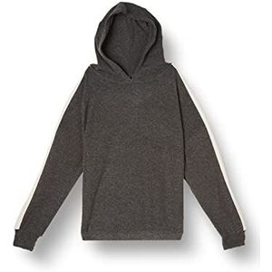 ONLY ONLULDA L/S Stripe Hood TOP JRS Trui, Dark Grey Melange/Detail: Melange W Pumice, L, Dark Grey Melange/Detail: melange W Pumice, L