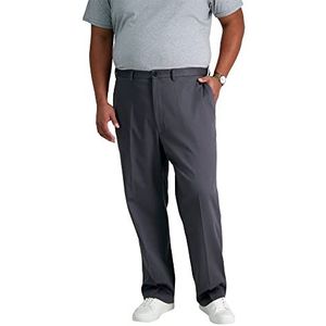 Haggar Pantalon, heren, premium kwaliteit, strijkvrij, kaki, classic-fit, uitbreidbare taille, platte voorkant (normale en grote maten), 44W / 30L