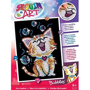 Mammut Spiel & Geschenk 8011602 Sequin Art paillettenafbeelding kittentje, kat, steekbeeld, complete set, piepschuim frame, afbeeldingssjabloon, pailletten, steekstiften, handleiding, knutselset voor