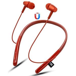 Cabben Draadloze in-oordopjes met hoge resolutie, hoogwaardige draadloze hoofdtelefoon met Bluetooth 5.0, nekband design (Bluetooth, headset-functie) perfecte headset voor sport (rood)
