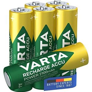 Varta Oplaadbare Accu Power voorgeladen AA Mignon Ni-Mh accu (verpakking met 6 stuks, 2100 mAh), oplaadbaar zonder memory-effect - direct klaar voor gebruik