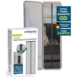 Hoberg horrengordijn voor caravans 60 x 195 cm | hordeur met XXL magneetstrips | hordeur voor caravans | magnetisch muskietennet | zelfsluitend
