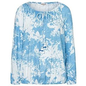 Timezone Dames bedrukte tuniek blouse, Blue Cut Out Flowers, M