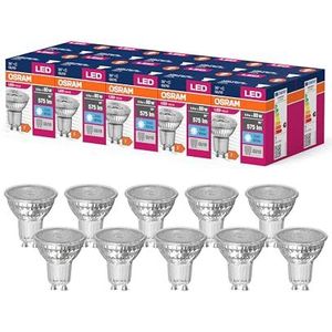 OSRAM LED STAR VALUE PAR16 LED LAMP til GU10 BASE, REFLEKTOR LAMP, GL, 575 LUMENS, Kold hvid (4000K), Udskiftning til konventionelle 80W pærer, ikke dæmpbar, 10-pack