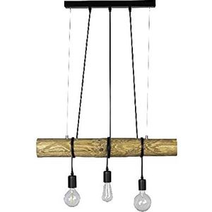 Homemania HOMBR_0279 Hanglamp, plafondlamp, hout, metaal, zwart, 14 x 8-12 x 70 cm