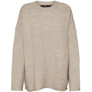 VERO MODA Vmnoelle Ls O-hals pullover Ga Boo gebreide trui voor dames, Silver Mink/Detail: melange, M