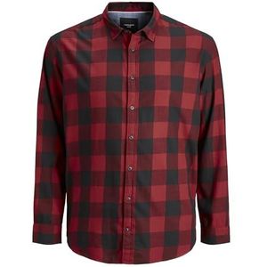 JACK & JONES Heren Plus Size Shirt geruit, brick red, 7XL