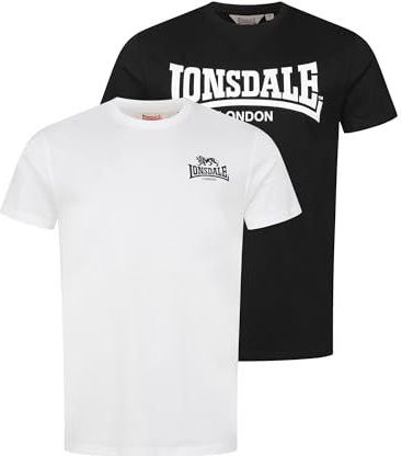 LONSDALE - Yarnbrook - Shirt - Zwart/Wit - 2 Pack