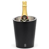 Leopold Vienna Zwarte conische dubbelwandige champagnekoeler van roestvrij staal – optimaal voor het koelen van champagneflessen of champagneflessen