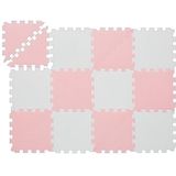 Relaxdays speelmat puzzel, 12-delige mat, zonder schadelijke stoffen, EVA-schuim, kinderkamer, 114 x 86 cm, roze/wit