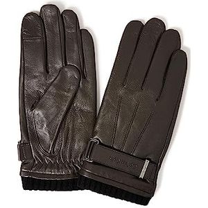 Calvin Klein Leren klinknagel handschoenen voor heren, DONKERBRUIN, M/L