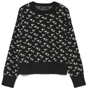 VERO MODA Vmgold Art Ls O-Neck Pullover, zwart, S