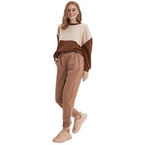 Trendyol Vrouwen normale taille losse joggingbroek joggingbroek, lichtbruin, L, Lichtbruin, L