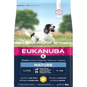 EUKANUBA premium hondenvoer met kip voor middelgrote rassen - droogvoer voor oudere honden, 3 kg