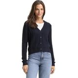 TOM TAILOR - Gebreid Vest - Blauw - Normale Pasvorm - Lange Mouw