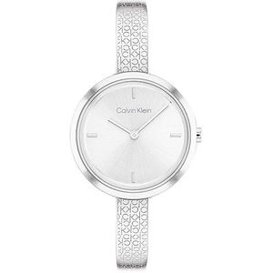 Calvin Klein Vrouwen analoog quartz horloge met roestvrij stalen band 25200181, Zilver Wit