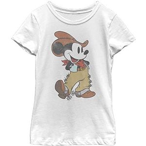 Little Big Disney Classic Western Mickey Girls T-shirt met korte mouwen, wit, medium wit, M, wit, M, Wit, M