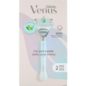 Gillette Venus, scheerapparaat voor haar en huid in de intieme zone + 2 verpakkingen reservemesjes, scheermes intieme onderdelen, damesscheermes, Gillette VENUS navulverpakkingen