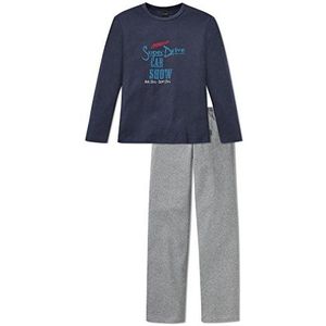 Schiesser Jongenspak lange tweedelige pyjama, blauw (donkerblauw 803), 164 cm
