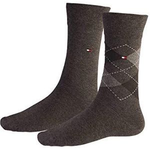 Tommy Hilfiger Heren Th Check Men's Socks (2 stuks) sokken, Oak, 13/15 EU