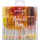 Ecoline Brush Pen Set van 10 - Huid | Penseelstiften met Aquarelverf voor Bullet Journal, Handlettering, Kleurboeken & Tekenen