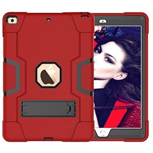 Beschermhoesje voor iPad mini 4/5 Generation met standfunctie, robuust, schokbestendig, hybride, harde schaal, drielaags, siliconen beschermhoes voor iPad (rood + zwart)