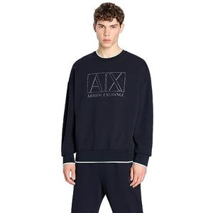 Armani Exchange Heren Stretch Cotton Double Knit Classic Box Logo Pullover Sweatshirt, Donkerblauw, M