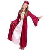 Boland - kostuum voor kinderen renaissancekoningin, jurk, kroon, kostuum, prinses, middeleeuwen, themafeest, carnaval